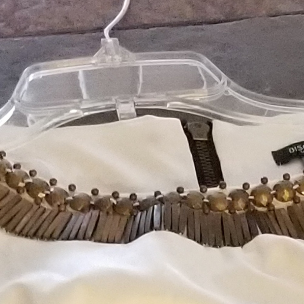 Stunning Black & White Dress with jeweled neckline - Picture 4 of 8